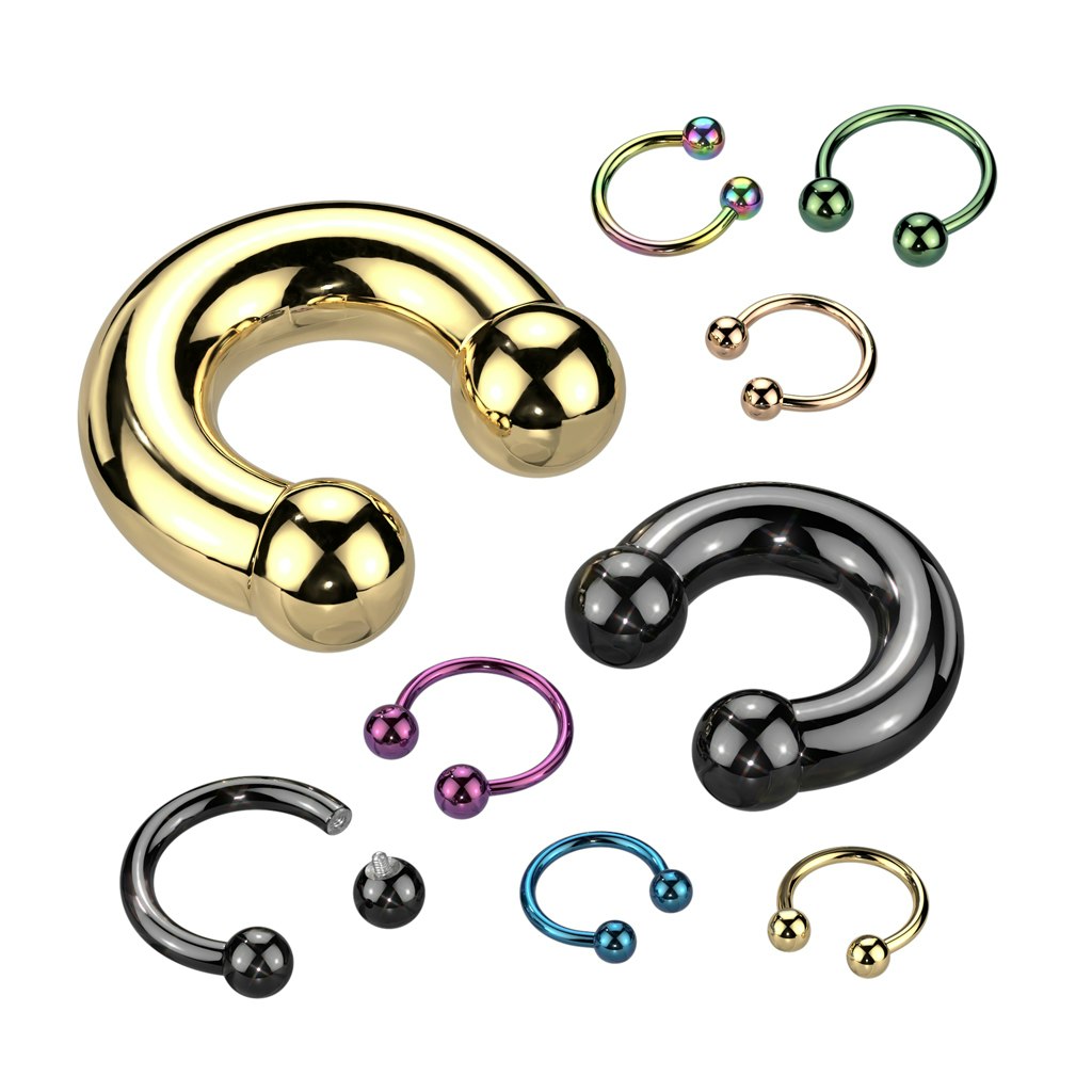 Cirkulär barbell / hästsko invändigt gängad i titanium (1-10mm)