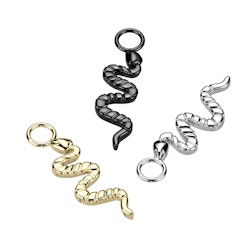 Hänge / berlock till clicker ringar - titanium - slingrande orm