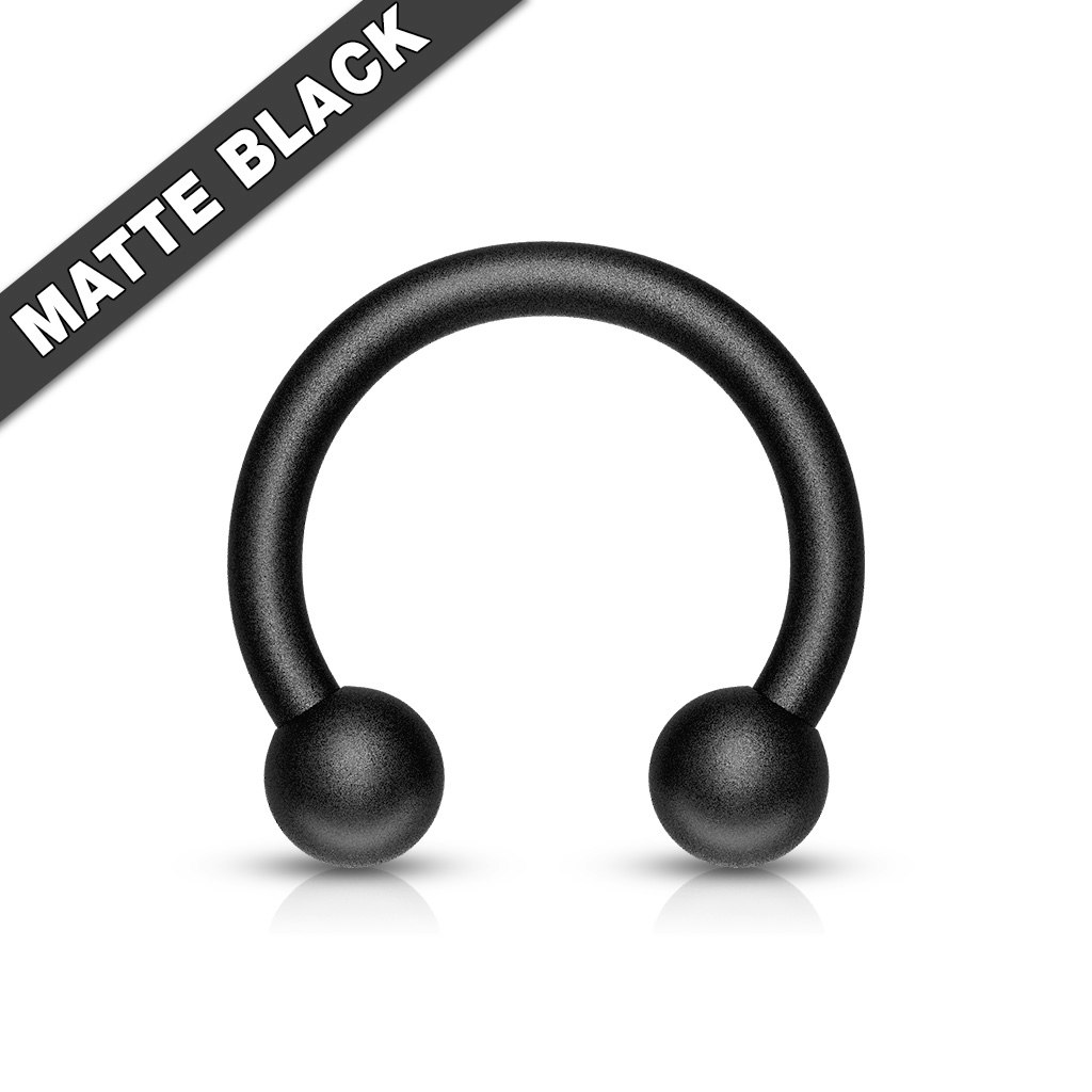 Mattsvart kirurgiskt stål - cirkulär barbell / hästsko - 1,2mm eller 1,6mm med kulor