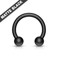 Mattsvart kirurgiskt stål - cirkulär barbell / hästsko - 1,2mm eller 1,6mm med kulor