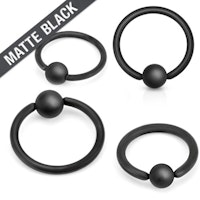 Mattsvart kirurgiskt stål (0,8 - 2,5mm) - Ring med kulstängning