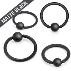 Mattsvart kirurgiskt stål (0,8 - 2,5mm) - Ring med kulstängning