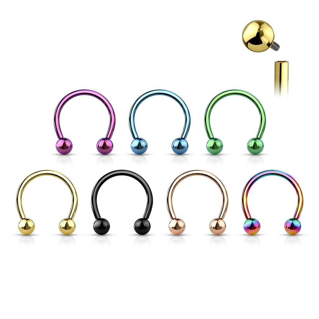 Cirkulär barbell / hästsko invändigt gängad i titanium (1-10mm)