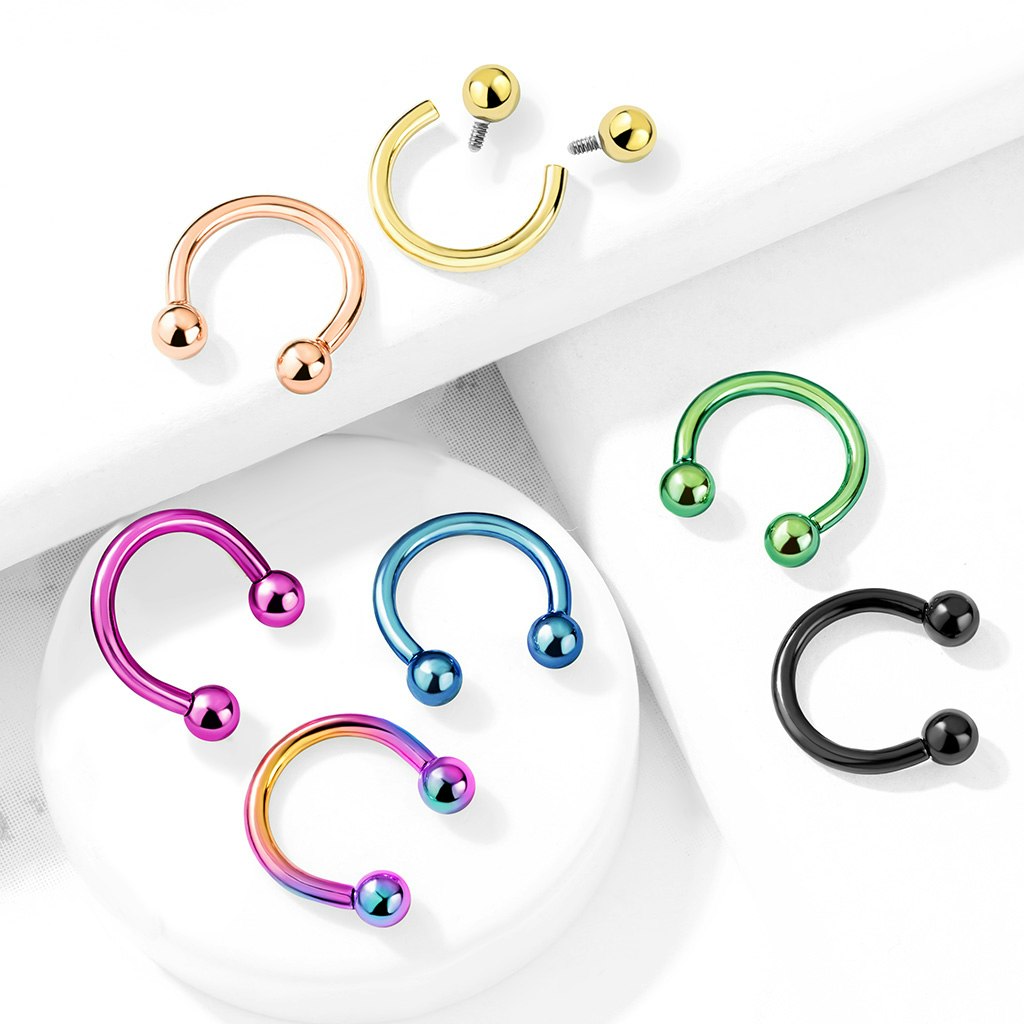 Cirkulär barbell / hästsko invändigt gängad i titanium (1-10mm)