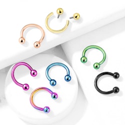 Cirkulär barbell / hästsko invändigt gängad i titanium (1-10mm)