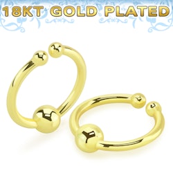 Fake septum piercingring i guldpläterad 925 silver med kula