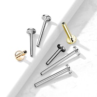 Labret / flat back i titanium - invändigt gängad med 4mm bas (utan topp)
