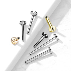 Labret / flat back i titanium - invändigt gängad med 4mm bas (utan topp)