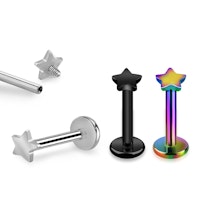 Labret / flat back i titanium 1,2mm invändigt gängad och 3mm stjärna
