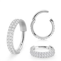 Clicker ring 1,2mm med dubbla rader kubisk zirconia på ytterkanten