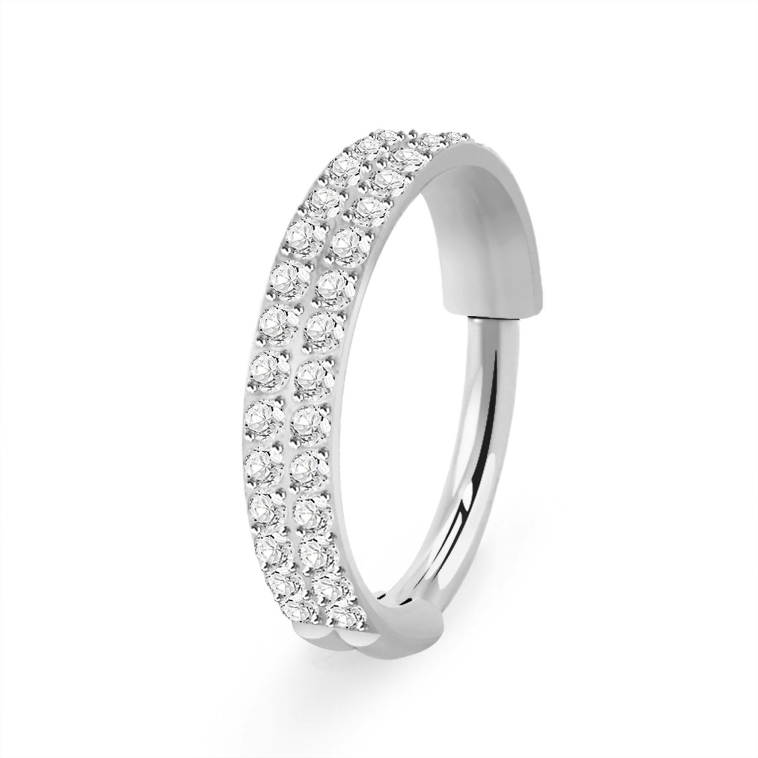 Clicker ring 1,2mm med dubbla rader kubisk zirconia på ytterkanten