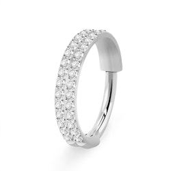 Clicker ring 1,2mm med dubbla rader kubisk zirconia på ytterkanten
