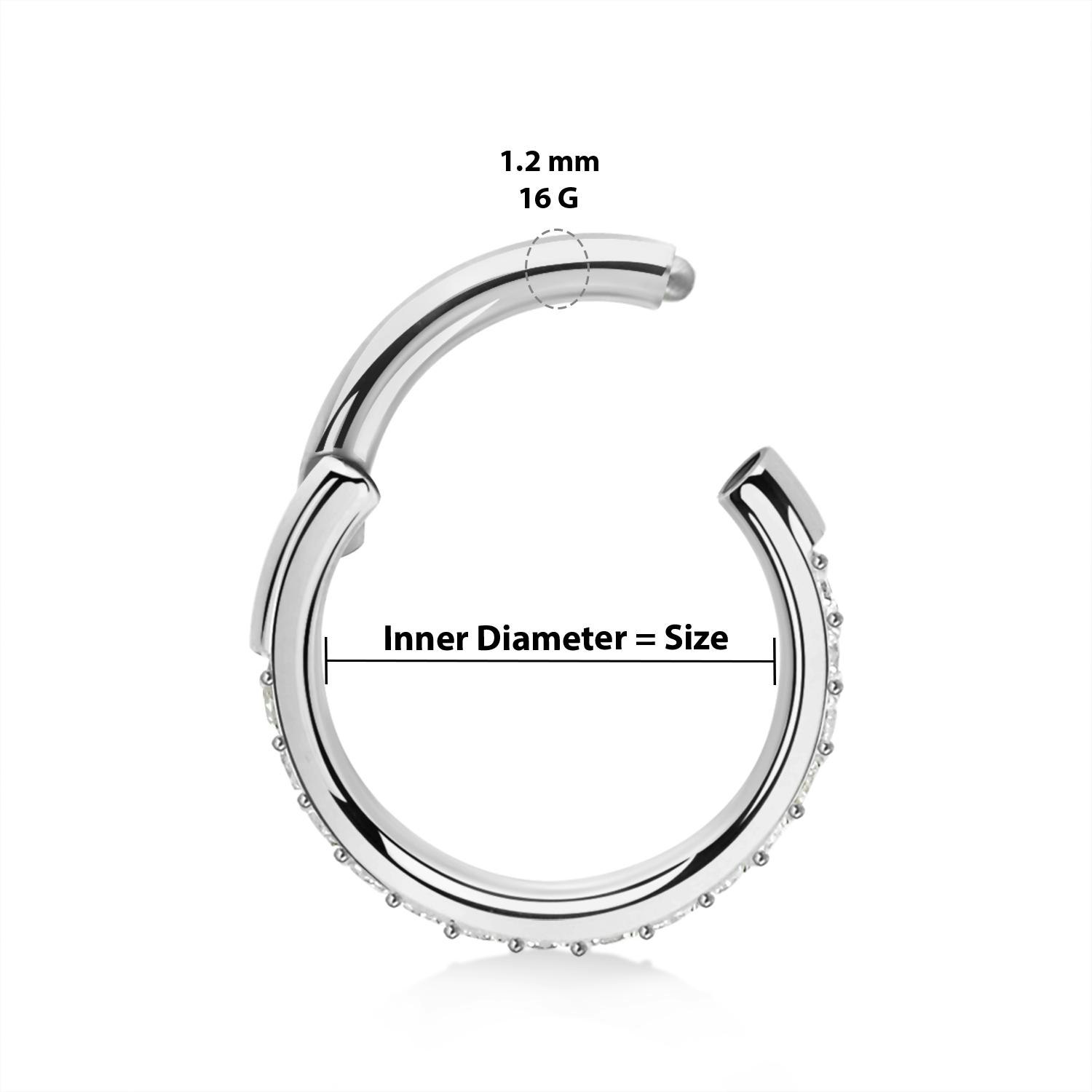 Clicker ring 1,2mm med dubbla rader kubisk zirconia på ytterkanten