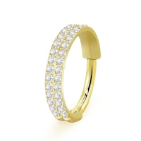 Clicker ring 1,2mm i PVD-pläterad titanium - dubbla rader kubisk zirconia på ytterkanten