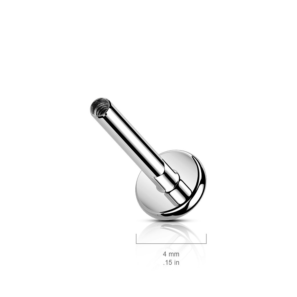 Labret / flat back i titanium - invändigt gängad med 4mm bas (utan topp)