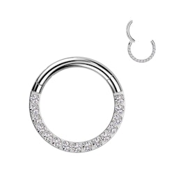 Clicker ring i titanium med kubisk zirconia på fronten 1.2mm / 10mm