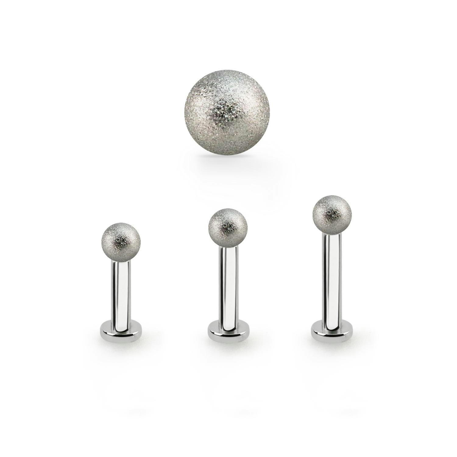 Tragus labret / flat back piercing 1,2mm med 2.5mm bas och 3mm frostad kula