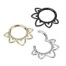 Clicker ring i titanium 1,2mm med sol / filigran