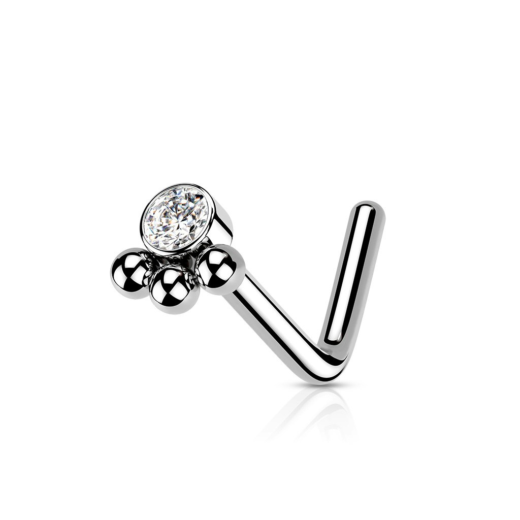 Nässmycke i kirurgiskt stål 0,8mm - bollkluster med kubisk zirconia