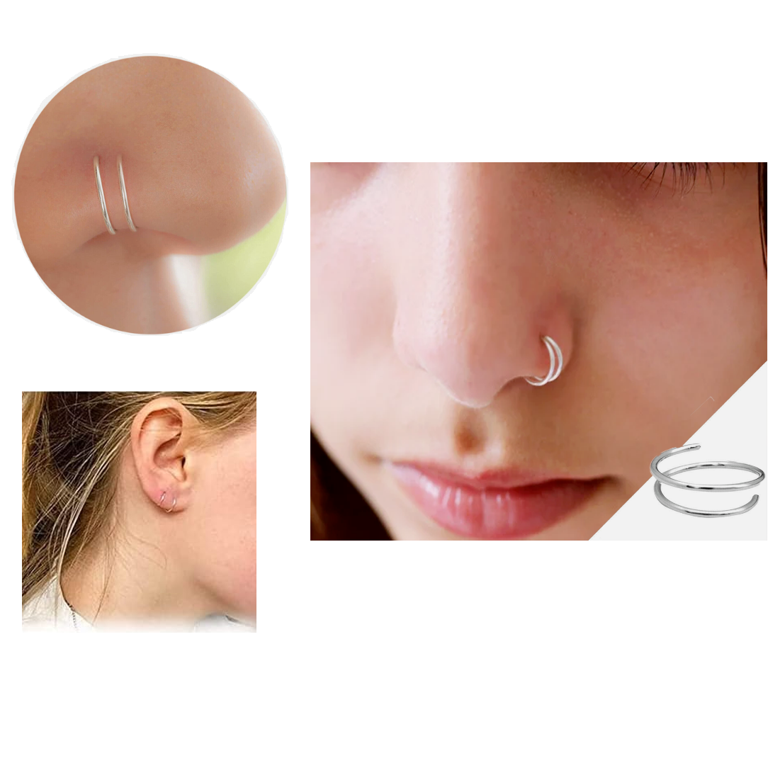 Titanium spiralpiercing dubbel hoop 0.8mm / 8mm