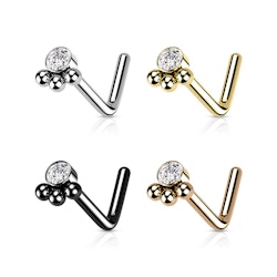 Nässmycke i kirurgiskt stål 0,8mm - bollkluster med kubisk zirconia