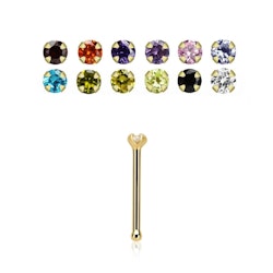 Nässmycke i äkta 14 karat guld 0,6mm med 1,25mm kubisk zirconia