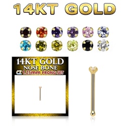Nässmycke i äkta 14 karat guld 0,6mm med 1,25mm kubisk zirconia