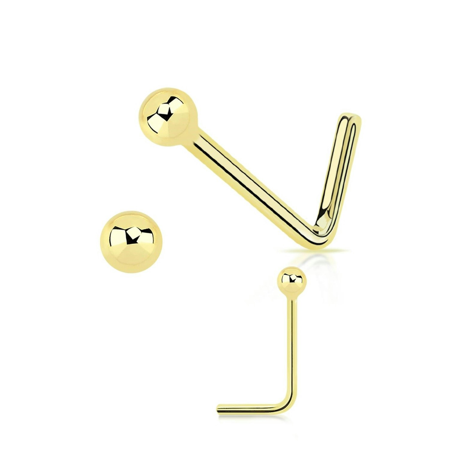 Nässmycke i äkta 14 karat guld 0,6mm med 1,5mm boll