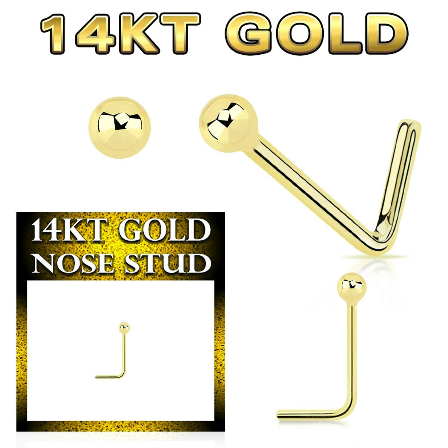 Nässmycke i äkta 14 karat guld 0,6mm med 1,5mm boll