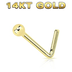 Nässmycke i äkta 14 karat guld 0,6mm med 1,5mm boll