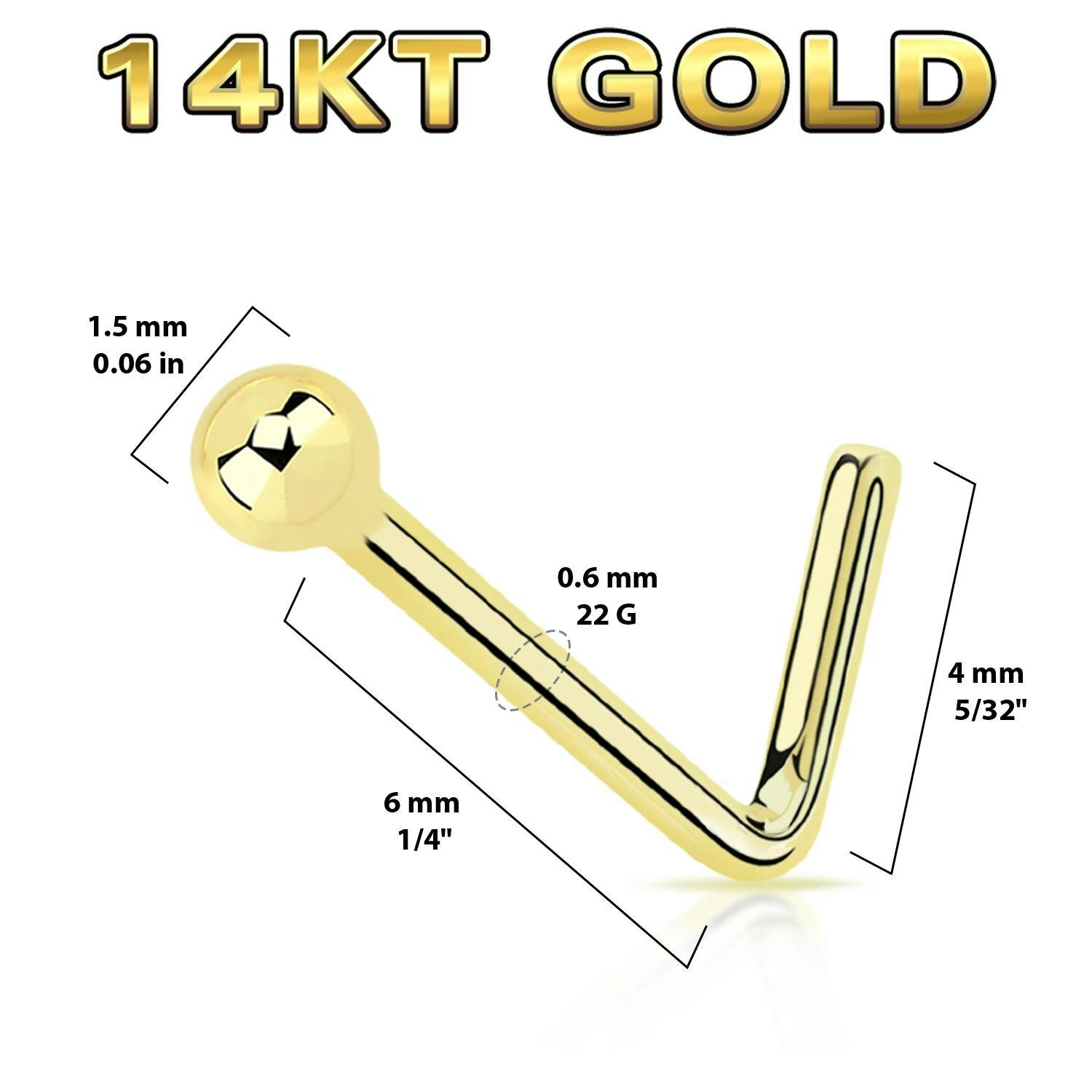 Nässmycke i äkta 14 karat guld 0,6mm med 1,5mm boll