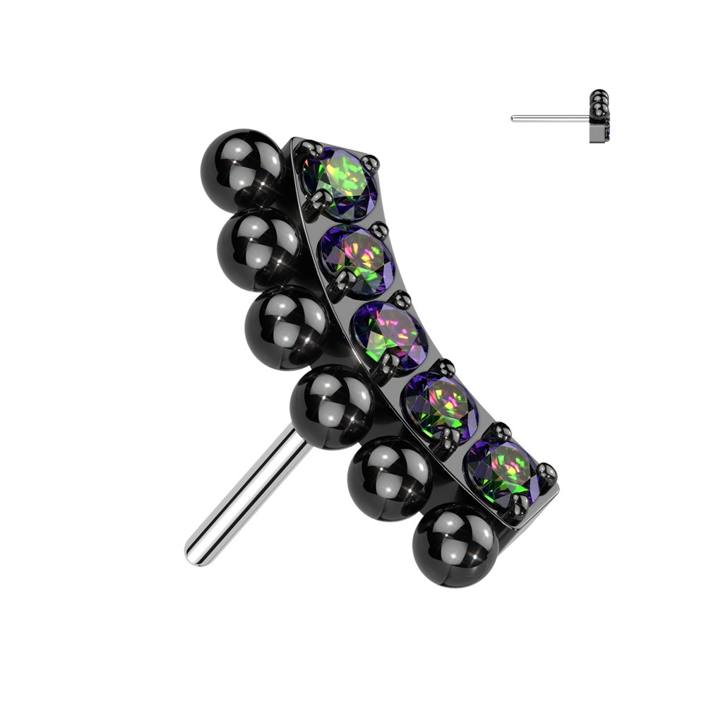 Topp i titanium för threadless smycken - Kulor och kubisk zirconia
