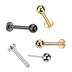 Labret / flat back i titanium - Threadless med fasettslipad 3mm kula