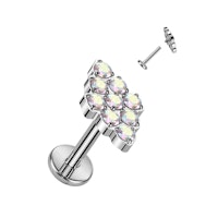 Labret / flat back piercing i titanium 1,2mm - Diamantformad topp med kubisk zirconia