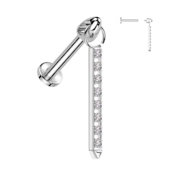 Labret / flat back i titanium 1,2mm - långt hänge med kubisk zirconia