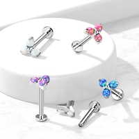 Labret / flat back piercing i titanium 1,2mm - Treenighet med opaler
