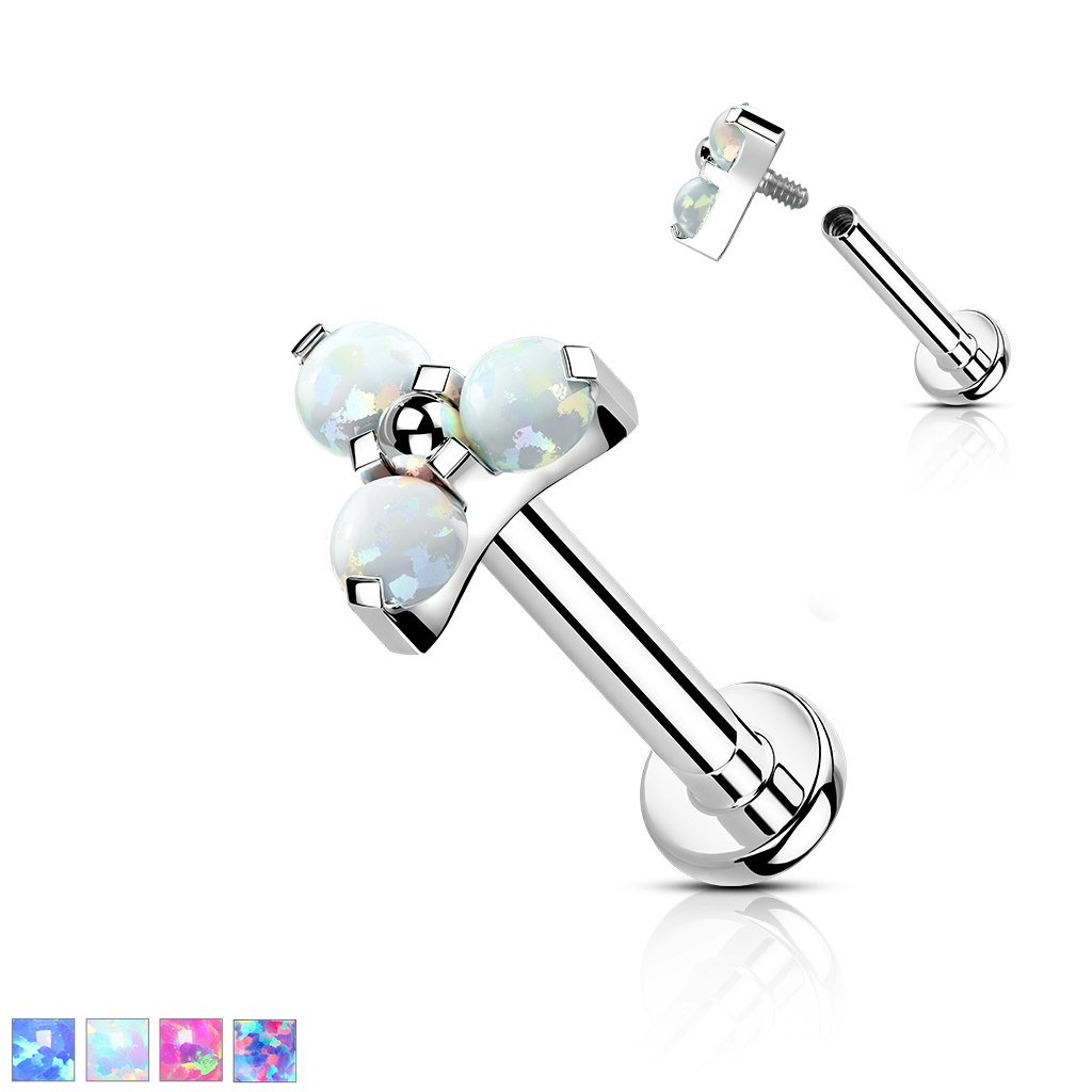 Labret / flat back piercing i titanium 1,2mm - Treenighet med opaler