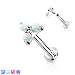 Labret / flat back piercing i titanium 1,2mm - Treenighet med opaler