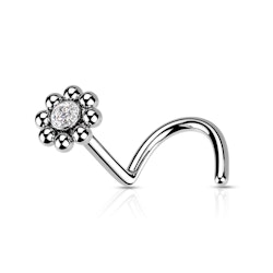 Nässmycke i kirurgiskt stål 1,0mm- Blomma med kubisk zirconia