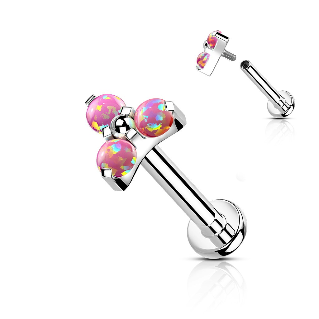 Labret / flat back piercing i titanium 1,2mm - Treenighet med opaler