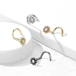 Nässmycke i kirurgiskt stål 0,8mm - Blomma med kubisk zirconia