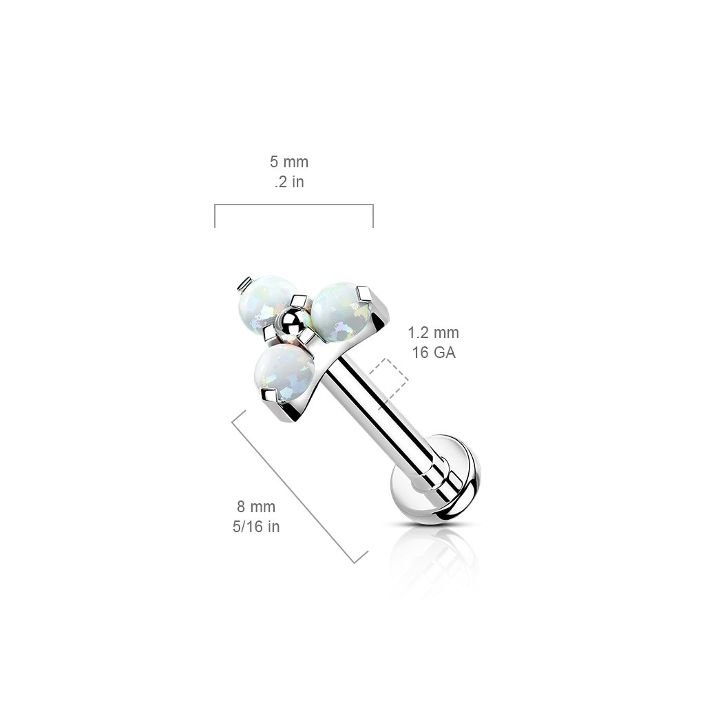 Labret / flat back piercing i titanium 1,2mm - Treenighet med opaler