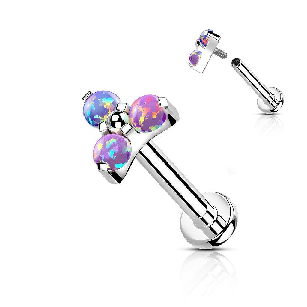 Labret / flat back piercing i titanium 1,2mm - Treenighet med opaler
