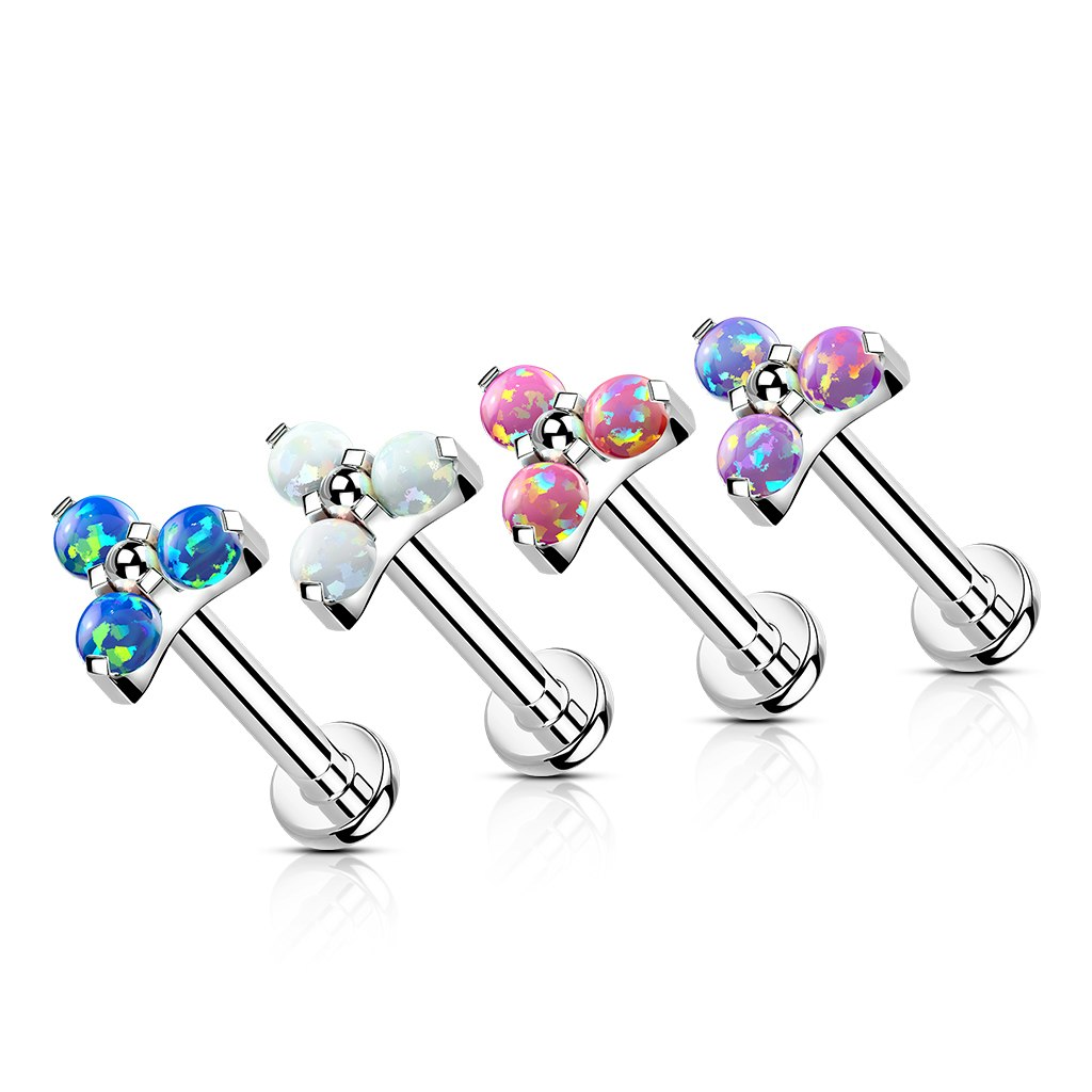 Labret / flat back piercing i titanium 1,2mm - Treenighet med opaler