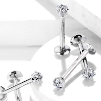 Labret / flat back piercing i titanium 1,2mm med kubisk zirconia stjärna
