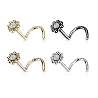 Nässmycke i kirurgiskt stål 0,8mm - Blomma med kubisk zirconia