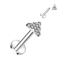 Labret / flat back piercing i titanium 1,2mm - Triangelformad mönstrad topp