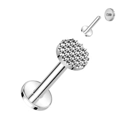 Labret / flat back piercing titanium 1,2mm - Rund mönstrad topp