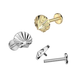 Labret / flat back piercing i titanium 1,2mm med snäckformad mönstrad topp