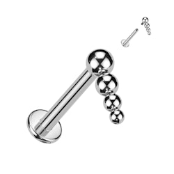 Labret / flat back piercing i titanium 1,2mm fyra kulor i minskande storlek